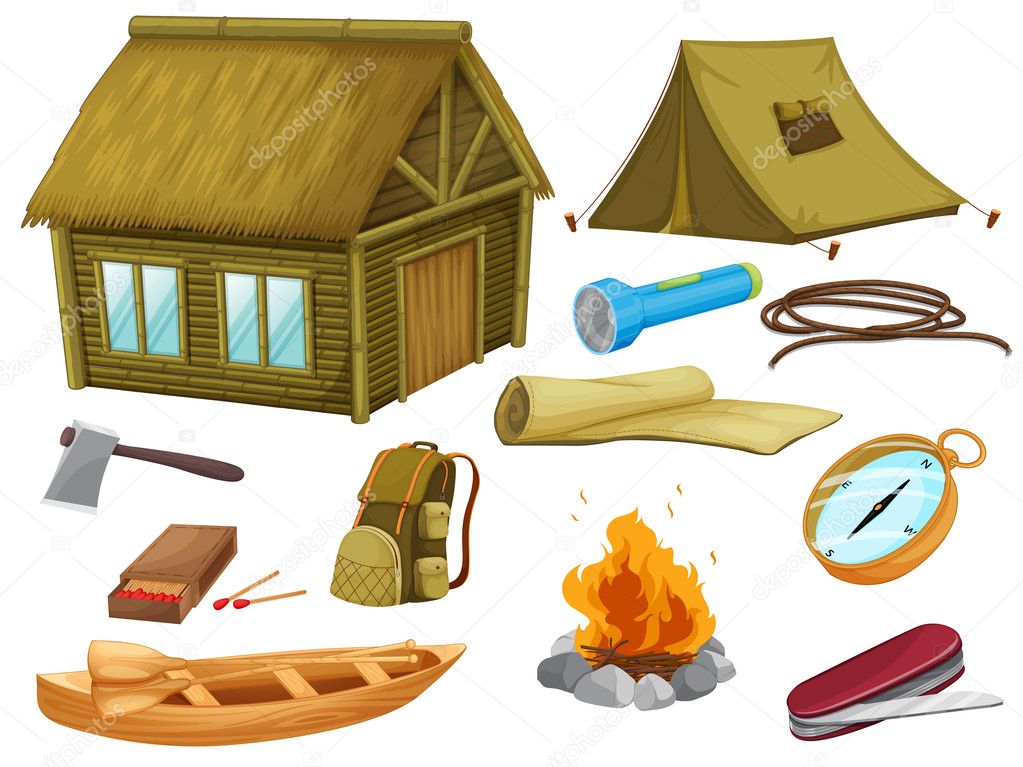 various objects of camping