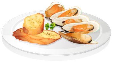 Midye ve sarımsaklı ekmek