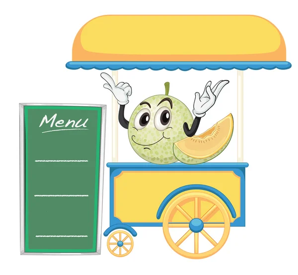 Un puesto de carrito y una fruta — Vector de stock