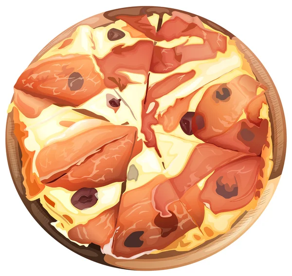 Pizza med skinka — Stock vektor