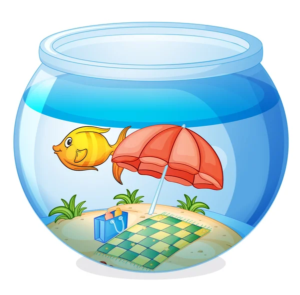 A water bowl and a fish — Stock Vector