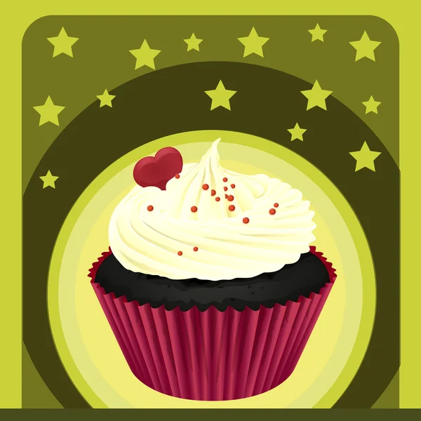 Un cupcake y un fondo de pantalla — Archivo Imágenes Vectoriales