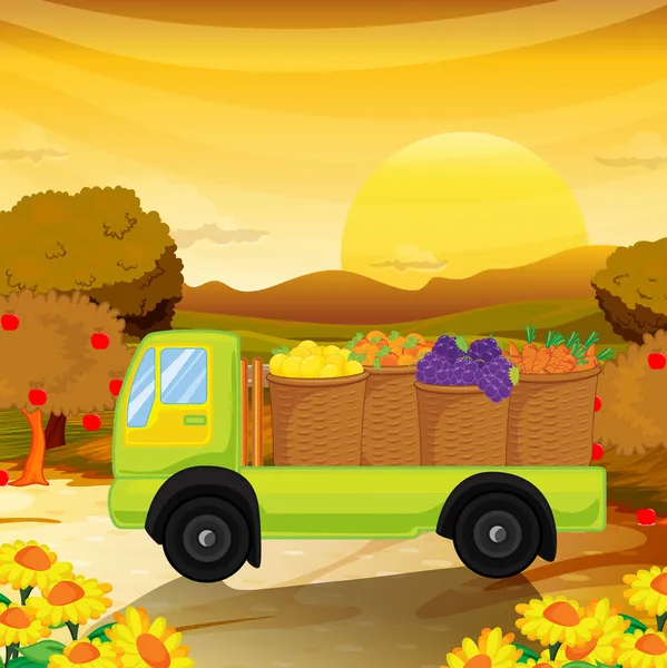 Een fruittruck — Stockvector