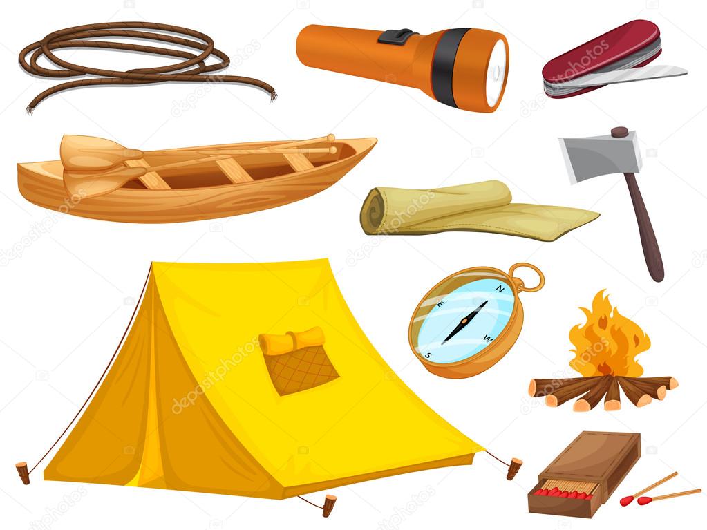 various objects of camping