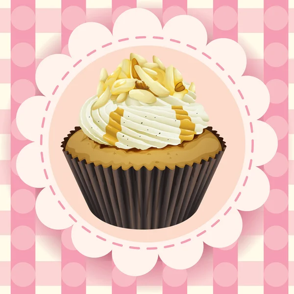 Cupcake e um papel de parede — Vetor de Stock