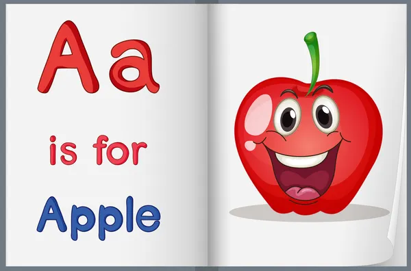 Bok med ett äpple — Stock vektor