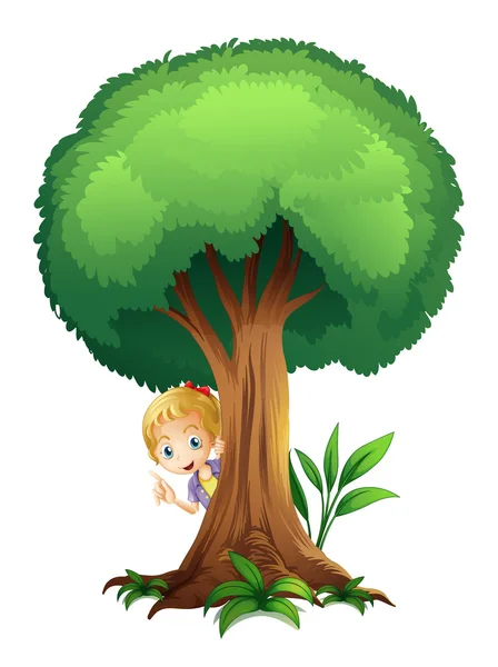Ένα κορίτσι και ένα δέντρο — Διανυσματικό Αρχείο