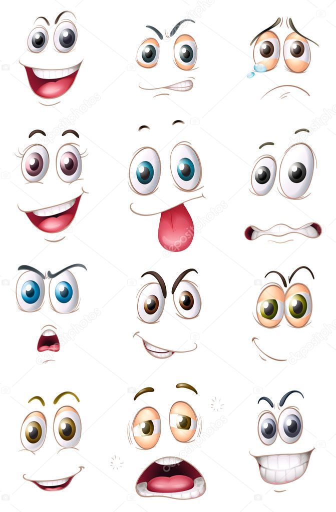 Illustration of faces on a white background