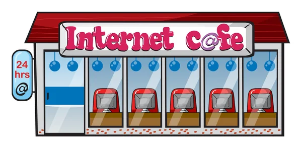 Una casa de internet café — Vector de stock