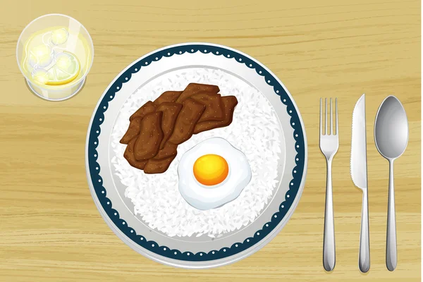 Riz, œuf et porc — Image vectorielle
