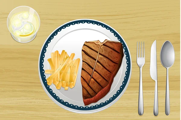 Steak und Pommes — Stockvektor