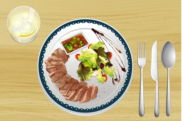 Говядина и салат — стоковый вектор