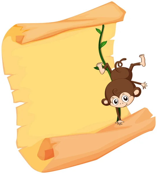 A monkey and a paper sheet — Stock Vector