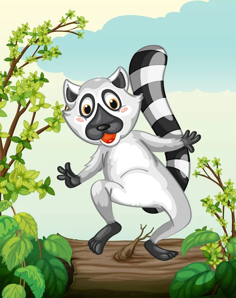 A Lemur in a green nature — Stock Vector