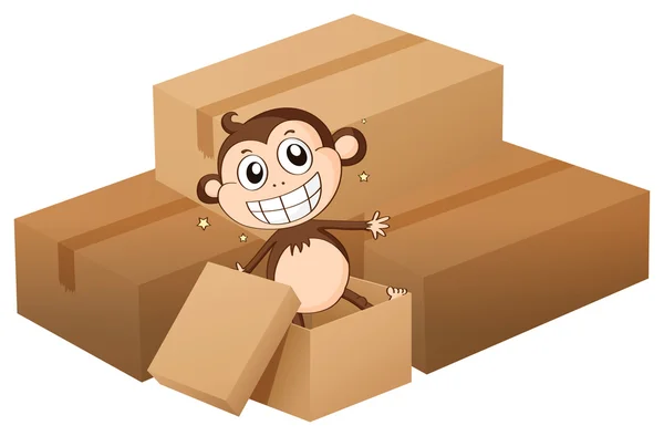 A monkey and boxes — Stock Vector