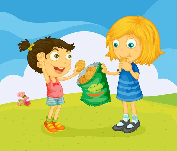 Niños jugando en el parque — Vector de stock © interactimages #10593563