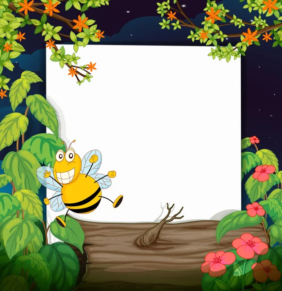 Een bee en een wit bord — Stockvector