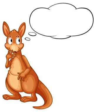 A kangaroo thinking on a white clipart