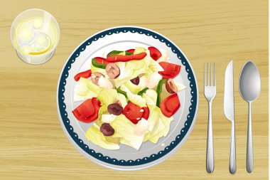 süslenmiş salata tabağına