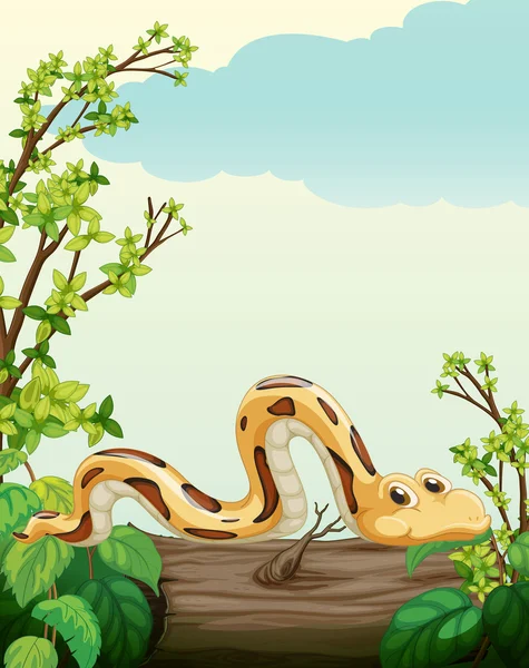 Una serpiente en el árbol — Vector de stock