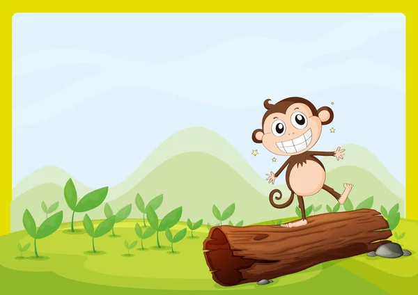 A monkey standing on wood — Stock Vector