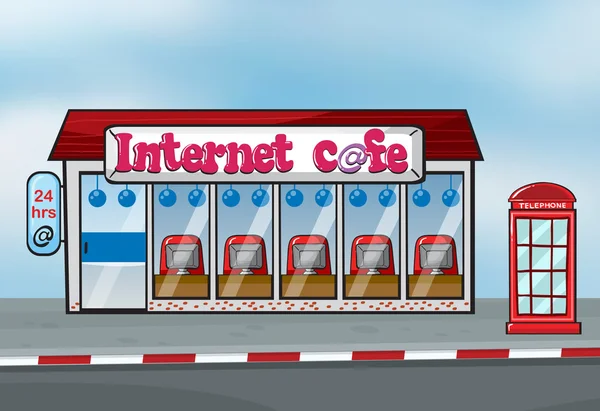 Café et cabine téléphonique intéressants — Image vectorielle