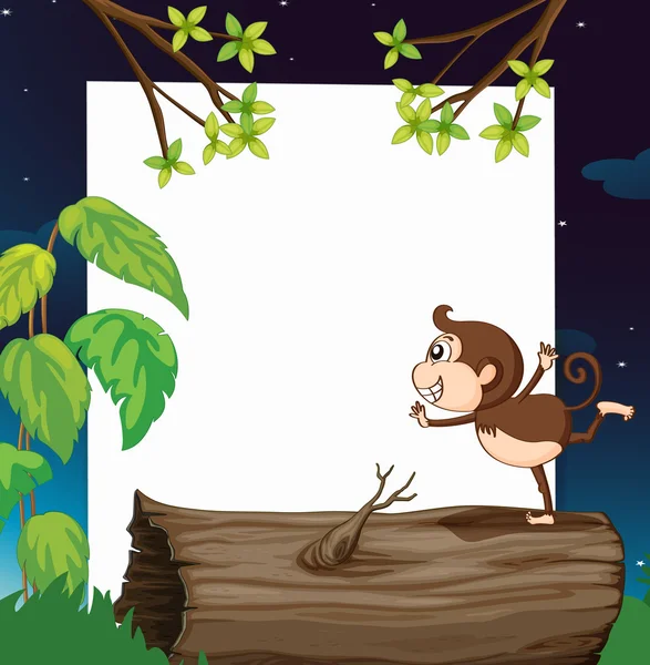 A monkey and white board in nature — Stock Vector