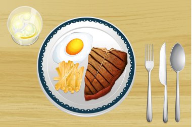 biftek, yumurta ve patates kızartması