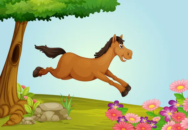Un caballo saltando — Vector de stock