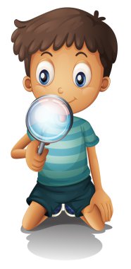 bir çocuk ve bir büyüteç