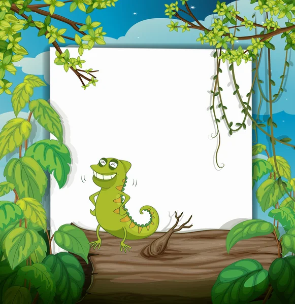 A chameleon and a white board — Stock Vector