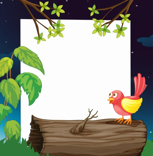 A bird and a white board — Stock Vector