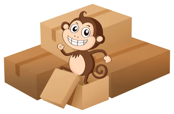 Un singe et des boîtes — Image vectorielle