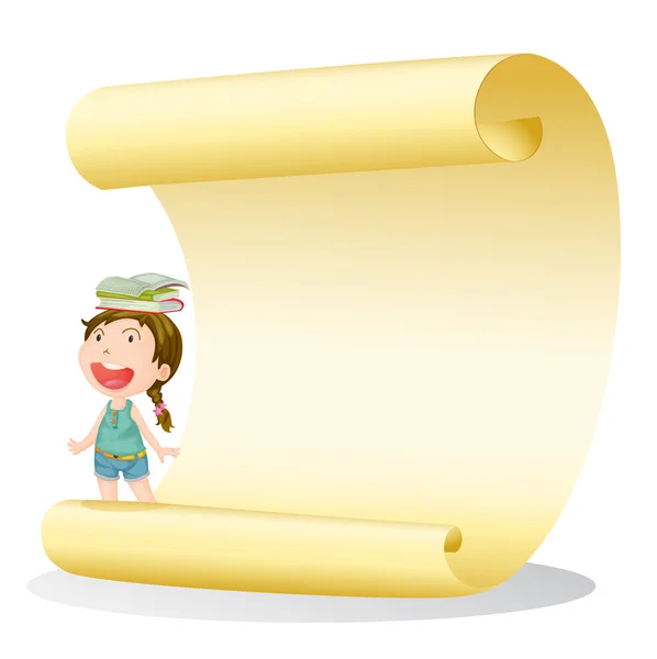 A smiling girl and a paper sheet — Stock Vector