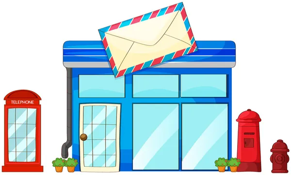 A post office, a mailbox and a telephone — Stock Vector