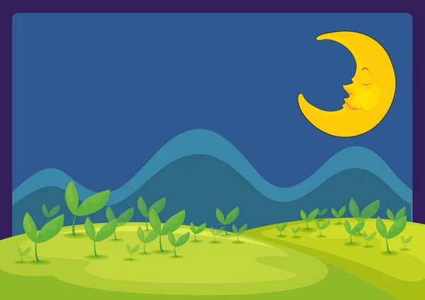 La luna en una hermosa noche — Vector de stock