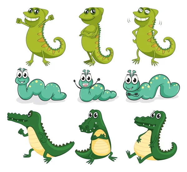 Housenka, chameleon a krokodýl — Stockový vektor
