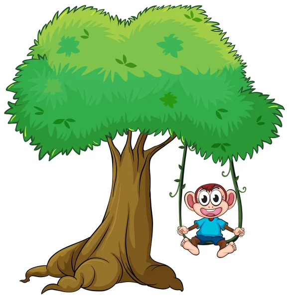 A monkey playing swing on tree — Stock Vector