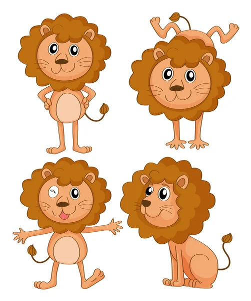 Quattro leoni — Vettoriale Stock
