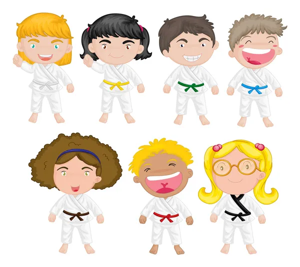 Niños de karate — Vector de stock