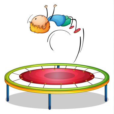A boy playing trampoline clipart