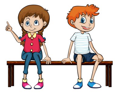 bir bankta oturan kız ve bir oğlan