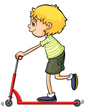 A boy playing push bicycle clipart