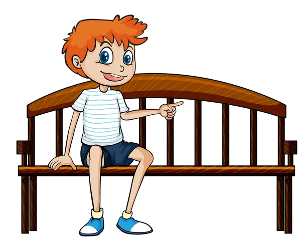 Un ragazzo seduto su una panchina — Vettoriale Stock