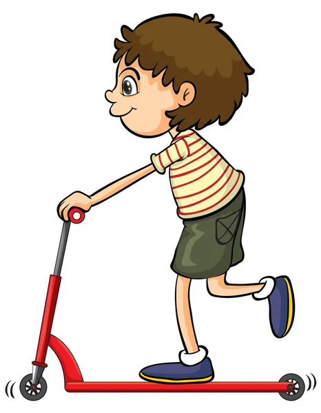 En pojke leker push cykel — Stock vektor