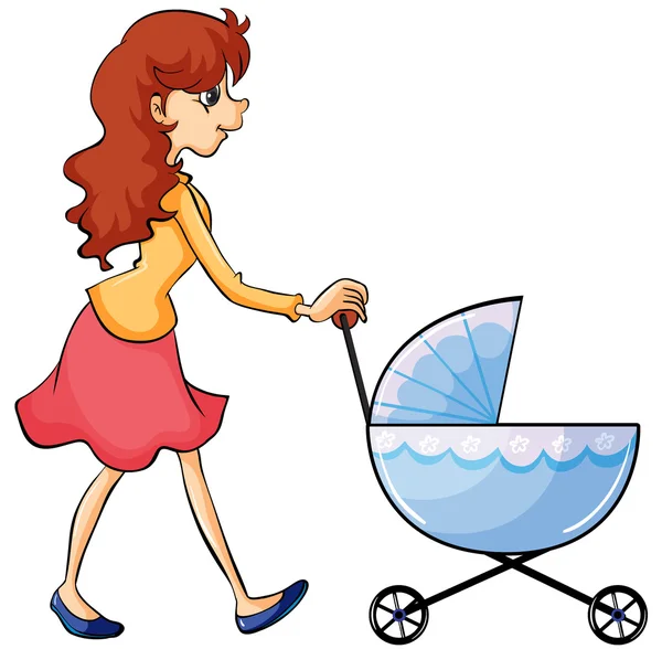 Une femme et un bébé poussette — Image vectorielle