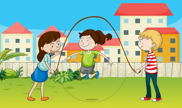 Enfants jouant la corde — Image vectorielle