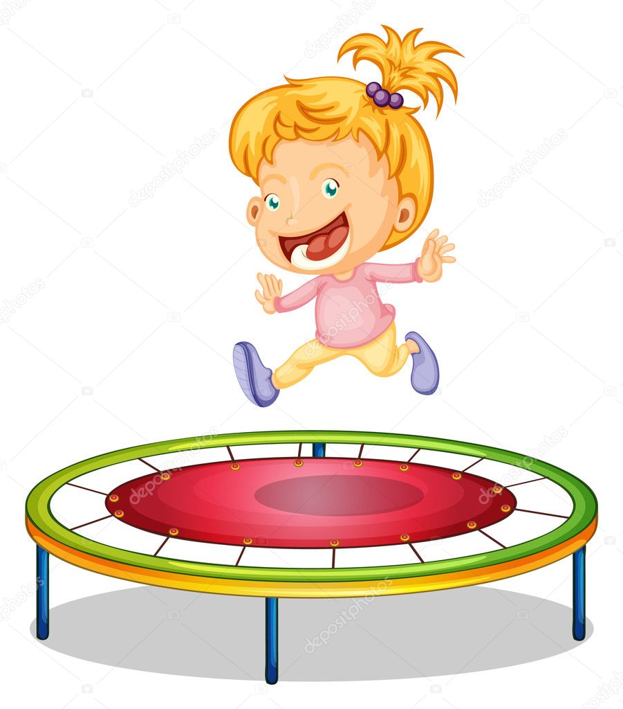 A girl playing trampoline