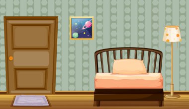 bir yatak ve bir lamba