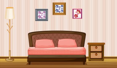 bir yatak ve bir lamba